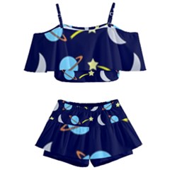 Space-pattern-colour Kids  Off Shoulder Skirt Bikini by Jancukart