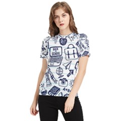 Hand-drawn-back-school-pattern Women s Short Sleeve Rash Guard by Jancukart