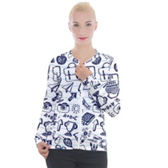 Hand-drawn-back-school-pattern Casual Zip Up Jacket by Jancukart