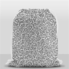Black And White Hello Text Motif Random Pattern Drawstring Bag (small) by dflcprintsclothing