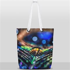Peacock Feather Drop Full Print Rope Handle Tote (small) by artworkshop