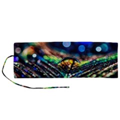 Peacock Feather Drop Roll Up Canvas Pencil Holder (m) by artworkshop