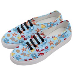 Seamless-pattern-funny-marine-animals-cartoon Women s Classic Low Top Sneakers by Jancukart