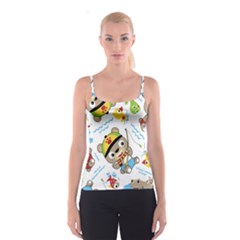 Vector-seamless-pattern-cute-fishing-animals-cartoon Spaghetti Strap Top by Jancukart