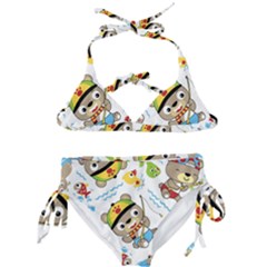 Vector-seamless-pattern-cute-fishing-animals-cartoon Kids  Classic Bikini Set by Jancukart
