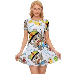 Vector-seamless-pattern-cute-fishing-animals-cartoon Women s Sports Wear Set by Jancukart