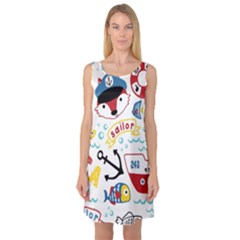 Seamless-pattern-vector-sailing-equipments-cartoon Sleeveless Satin Nightdress by Jancukart