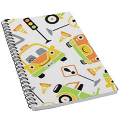 Seamless-pattern-vector-illustration-vehicles-cartoon 5 5  X 8 5  Notebook by Jancukart