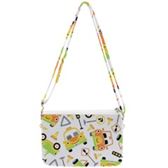 Seamless-pattern-vector-illustration-vehicles-cartoon Double Gusset Crossbody Bag by Jancukart