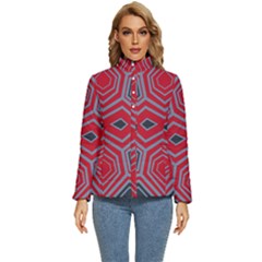 Abstract Pattern Geometric Backgrounds  Women s Puffer Bubble Jacket Coat by Eskimos