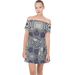 Abstract Pattern Geometric Backgrounds Off Shoulder Chiffon Dress by Eskimos