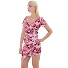 Abstract Pattern Geometric Backgrounds  Short Sleeve Asymmetric Mini Dress by Eskimos