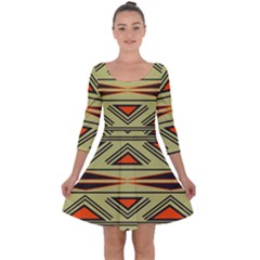 Abstract Pattern Geometric Backgrounds Quarter Sleeve Skater Dress by Eskimos