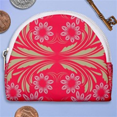 Folk Flowers Print Floral Pattern Ethnic Art Horseshoe Style Canvas Pouch by Eskimos