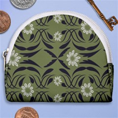 Folk Flowers Print Floral Pattern Ethnic Art Horseshoe Style Canvas Pouch by Eskimos