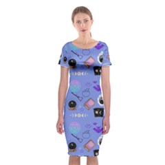 Pale Blue Goth Classic Short Sleeve Midi Dress by NerdySparkleGoth