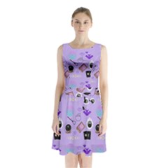 Pale Purple Goth Sleeveless Waist Tie Chiffon Dress by NerdySparkleGoth