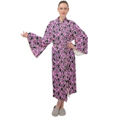 Pink Bat Maxi Velour Kimono by NerdySparkleGoth