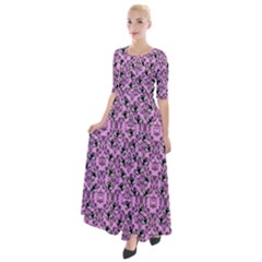 Pink Bat Half Sleeves Maxi Dress by NerdySparkleGoth