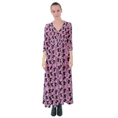 Pink Cat Button Up Maxi Dress by NerdySparkleGoth
