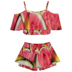 Watermelon Kids  Off Shoulder Skirt Bikini by artworkshop