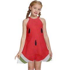 Watermelon Pillow Fluffy Kids  Halter Collar Waist Tie Chiffon Dress by artworkshop