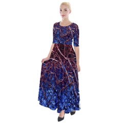 Autumn Fractal Forest Background Half Sleeves Maxi Dress by Amaryn4rt