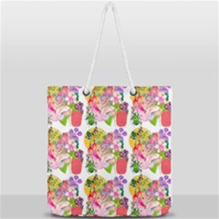 Bunch Of Flowers Full Print Rope Handle Tote (large) by Sparkle