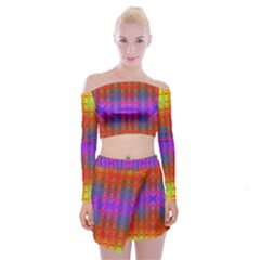 Electric Sunset Off Shoulder Top With Mini Skirt Set by Thespacecampers