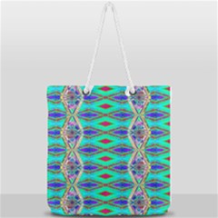 Techno Teal Full Print Rope Handle Tote (large) by Thespacecampers