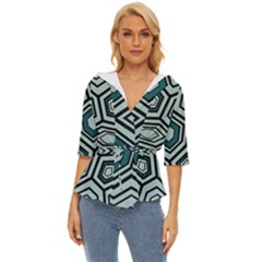Abstract Pattern Geometric Backgrounds Lightweight Drawstring Hooded Top by Eskimos