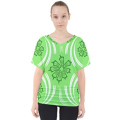 Folk Flowers Print Floral Pattern Ethnic Art V-neck Dolman Drape Top by Eskimos