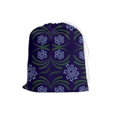 Folk Flowers Print Floral Pattern Ethnic Art Drawstring Pouch (large) by Eskimos