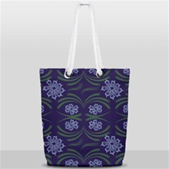Folk Flowers Print Floral Pattern Ethnic Art Full Print Rope Handle Tote (small) by Eskimos