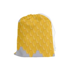 Hexagons Yellow Honeycomb Hive Bee Hive Pattern Drawstring Pouch (large) by artworkshop