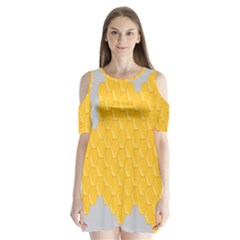 Hexagons Yellow Honeycomb Hive Bee Hive Pattern Shoulder Cutout Velvet One Piece by artworkshop