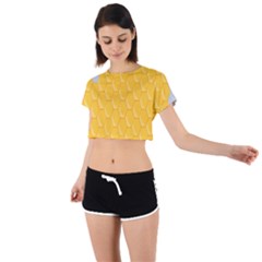 Hexagons Yellow Honeycomb Hive Bee Hive Pattern Tie Back Short Sleeve Crop Tee by artworkshop