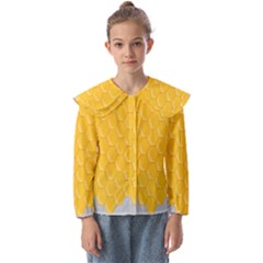 Hexagons Yellow Honeycomb Hive Bee Hive Pattern Kids  Peter Pan Collar Blouse by artworkshop