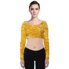 Water Velvet Long Sleeve Crop Top by artworkshop