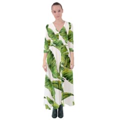 Sheets Tropical Plant Palm Summer Exotic Button Up Maxi Dress by artworkshop