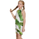 Sheets Tropical Plant Palm Summer Exotic Kids  Halter Collar Waist Tie Chiffon Dress View2