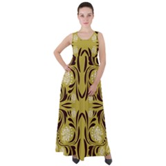 Folk Flowers Print Floral Pattern Ethnic Art Empire Waist Velour Maxi Dress by Eskimos