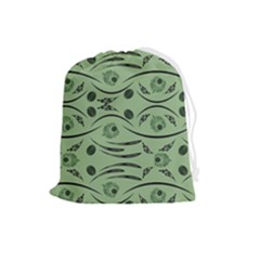 Folk Flowers Print Floral Pattern Ethnic Art Drawstring Pouch (large) by Eskimos