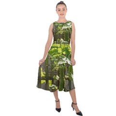 Bitter Melon Midi Tie-back Chiffon Dress by artworkshop