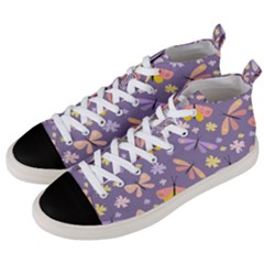 Vector-seamless-pattern-with-butterflies-beetles Men s Mid-top Canvas Sneakers by Jancukart