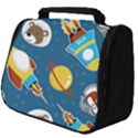 Seamless-pattern-vector-with-spacecraft-funny-animals-astronaut Full Print Travel Pouch (Big) View1