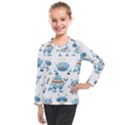 Seamless pattern with funny robot cartoon Kids  Long Mesh Tee View1