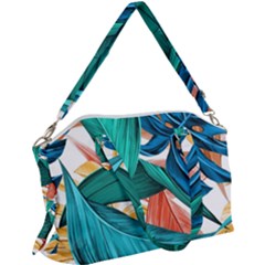 Leaves Tropical Exotic Canvas Crossbody Bag by artworkshop