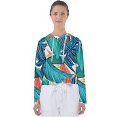 Leaves Tropical Exotic Women s Slouchy Sweat by artworkshop