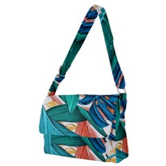 Leaves Tropical Exotic Full Print Messenger Bag (m) by artworkshop
